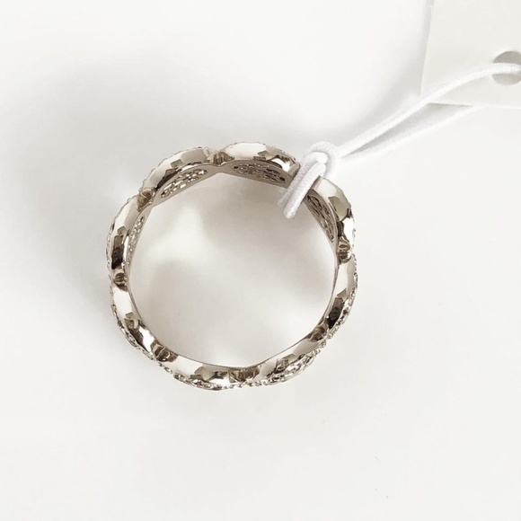 NWT Tory Burch Miller Swarovski Crystal Pave Ring in Silver Retail $215 - Picture 4 of 6